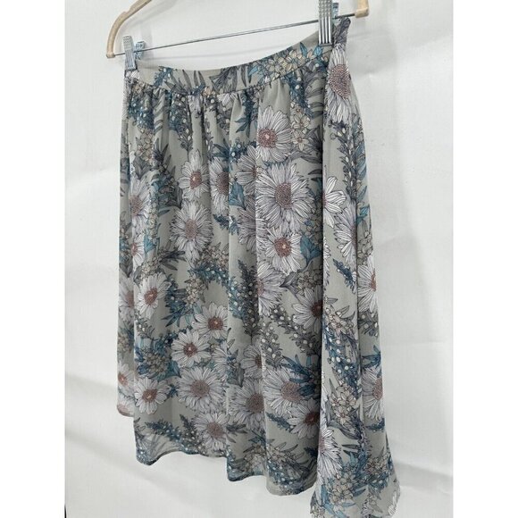 ASTR Nordstrom Floral Midi Skirt Women Medium Lined Spring Summer Beach - Picture 3 of 8